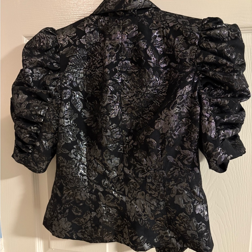 Betsey Johnson Black and Silver Floral Blazer - Picture 2 of 5